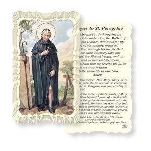 Saint Peregrine Embossed Linen Prayer Card (Pack of 50)