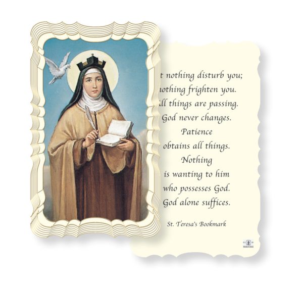 Saint Teresa Embossed Linen Prayer Card (Pack of 50)