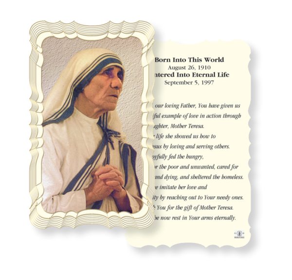 Mother Teresa of Calcutta Embossed Linen Prayer Card (Pack of 50)