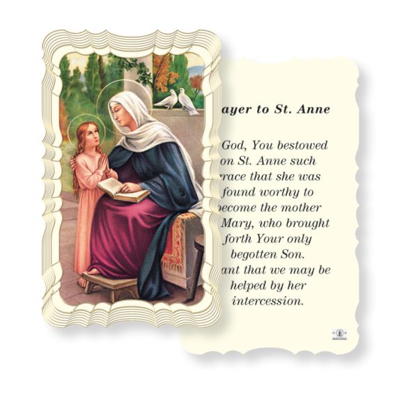 Saint Anne Embossed Linen Prayer Card (Pack of 50)