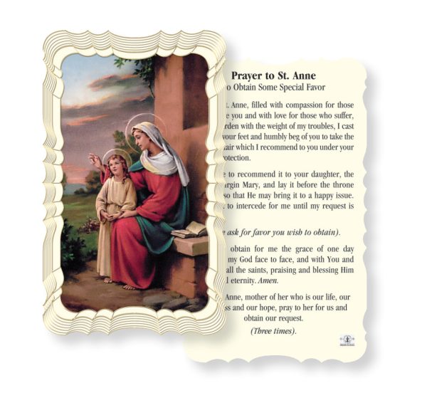 Saint Anne Embossed Linen Prayer Card (Pack of 50)