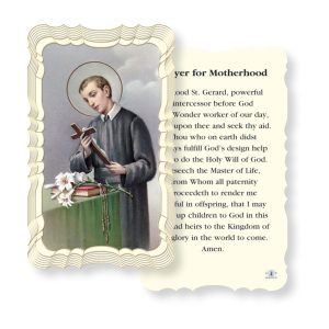 Saint Gerard-Prayer for Motherhood Embossed Linen Prayer Card (Pack of 50)