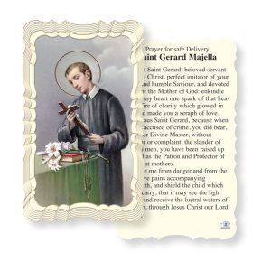 Saint Gerard Majella Embossed Linen Prayer Card (Pack of 50) - Prayer for a Safe Delivery