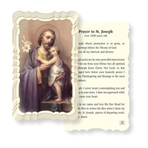 Saint Joseph Embossed Linen Prayer Card (Pack of 50)