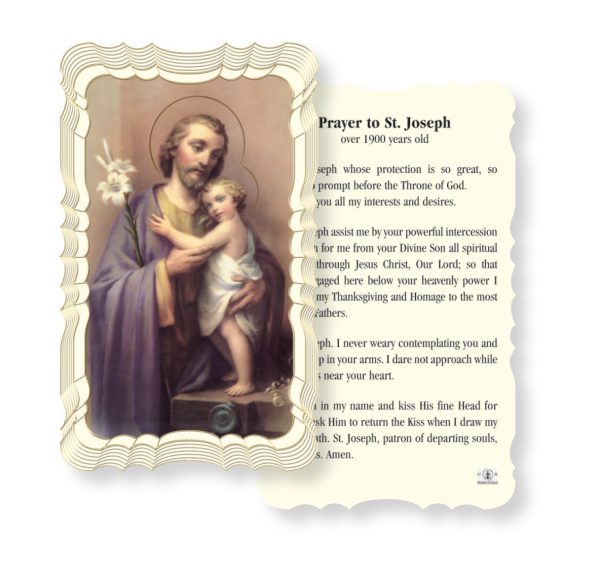 Saint Joseph Embossed Linen Prayer Card (Pack of 50)