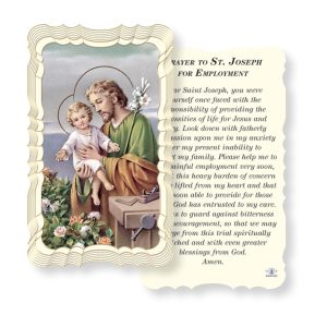 Saint Joseph Embossed Linen Prayer Card (Pack of 50)