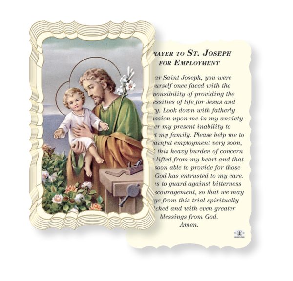 Saint Joseph Embossed Linen Prayer Card (Pack of 50)