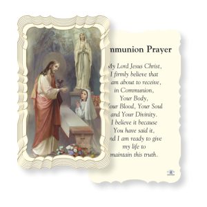 Communion Girl Embossed Linen Prayer Card (Pack of 50)
