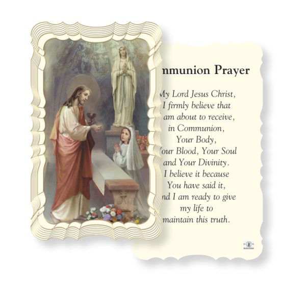 Communion Girl Embossed Linen Prayer Card (Pack of 50)
