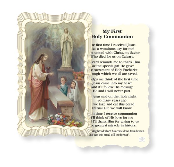 My First Holy Communion-Unisex Embossed Linen Prayer Card (Pack of 50)