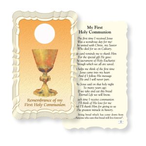 Remembrance of My First Holy Communion Embossed Linen Prayer Card (Pack of 50)