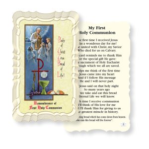 My First Holy Communion Embossed Linen Prayer Card (Pack of 50)
