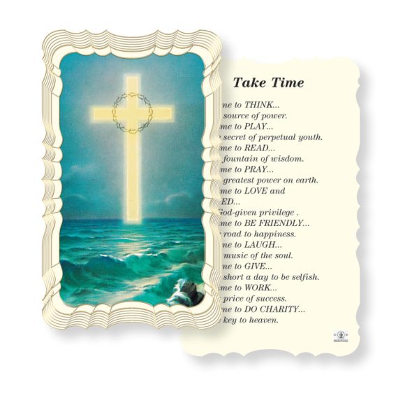 Take Time Embossed Linen Prayer Card (Pack of 50)