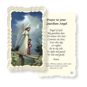 Guardian Angel Embossed Linen Prayer Card (Pack of 50)