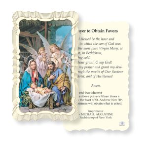 Christmas/Prayer to Obtain Favors Embossed Linen Prayer Card (Pack of 50)