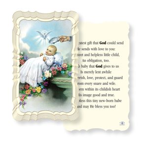 Baptism Embossed Linen Prayer Card (Pack of 50)