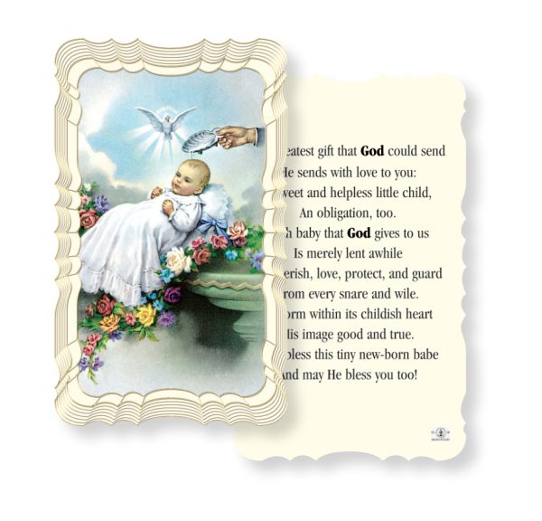 Baptism Embossed Linen Prayer Card (Pack of 50)