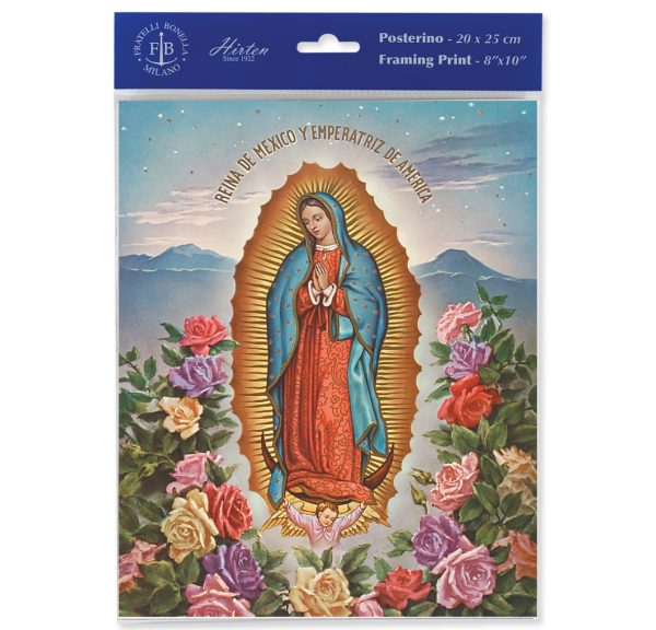 8" x 10" Our Lady of Guadalupe with Roses Print (sold in packages of 3)