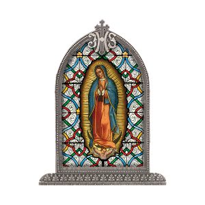Our Lady of Guadalupe Antiqued Framed Liturgical Glass