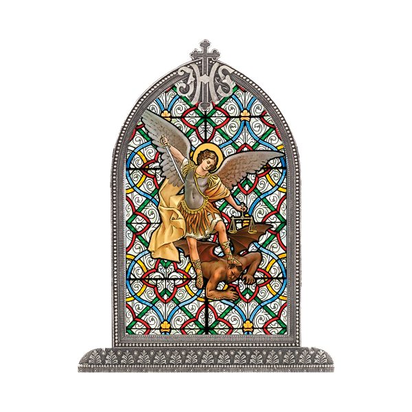 St. Michael Antiqued Framed Liturgical Glass