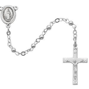 3mm All Sterling Silver Rosary Beads with Sterling Silver Crucifix