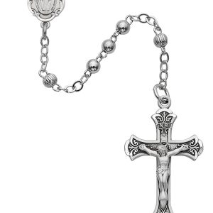 4mm All Sterling Silver Rosary Beads with Sterling Silver Crucifix