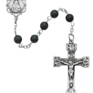 6mm Genuine Black Onyx Rosary with Pewter Crucifix