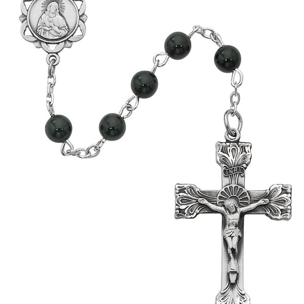 Sacred Heart of Jesus Black Onyx Rosary