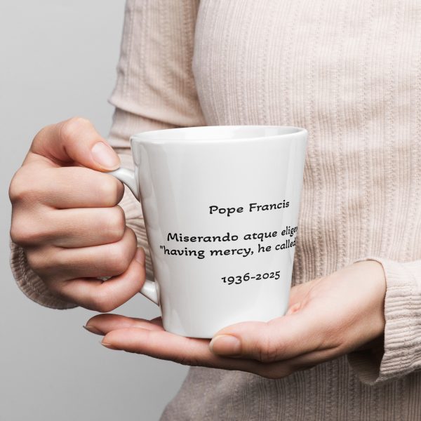 Two Sided Pope Francis 12oz Latte Mug with Coat of Arms Motto - Image 3