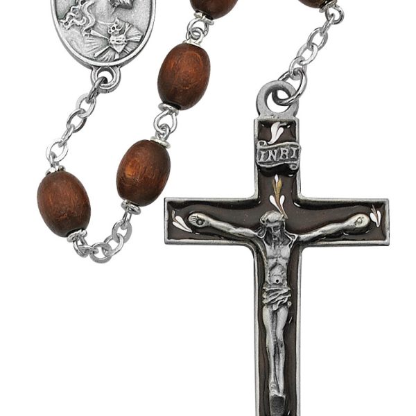 Sacred Heart of Jesus Brown Wood Rosary