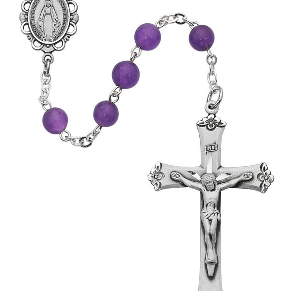 Blessed Mary Amethyst Glass Rosary
