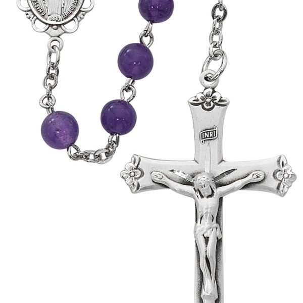 Blessed Mary Amethyst Glass and Sterling Silver Rosary