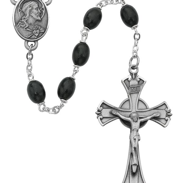 Sacred Heart of Jesus Black Wood Rosary