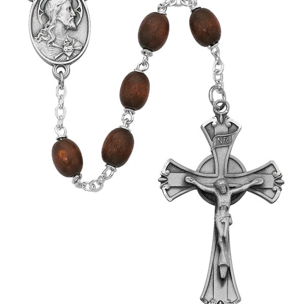 Sacred Heart of Jesus Brown Wood Rosary