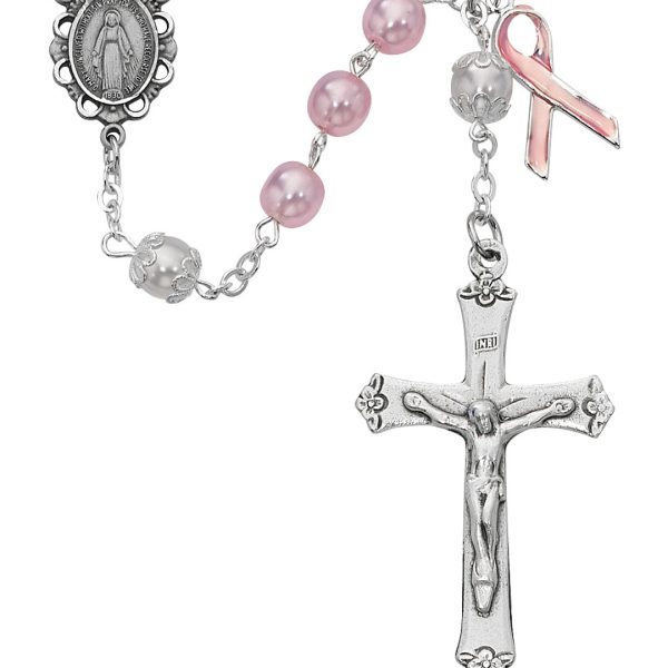 Blessed Mary Pink Pearl Cancer Rosary
