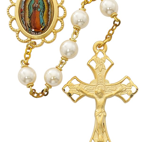 Our Lady of Guadalupe Gold Plated and Pearl Rosary