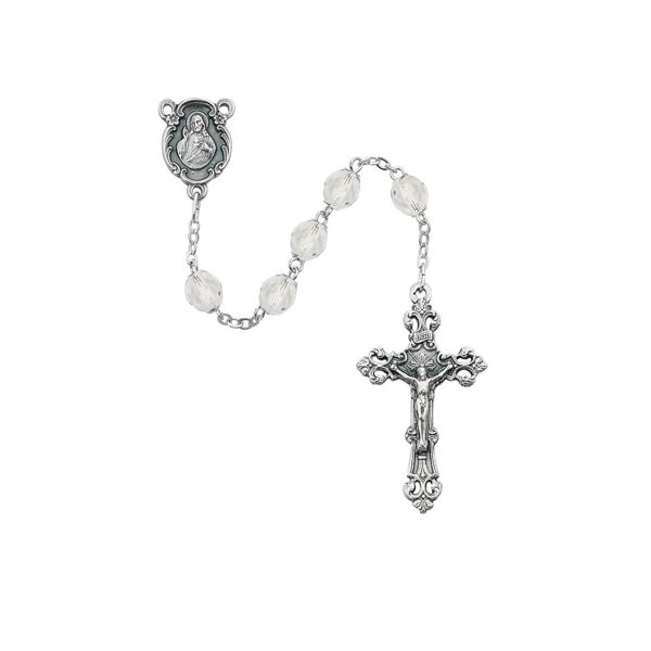 April Sacred Heart of Jesus Crystal Glass Rosary