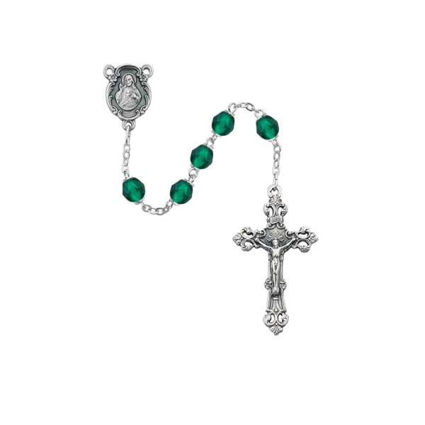 May Sacred Heart of Jesus Emerald Glass Rosary