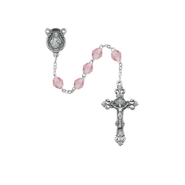 October Sacred Heart of Jesus Rose Glass Rosary