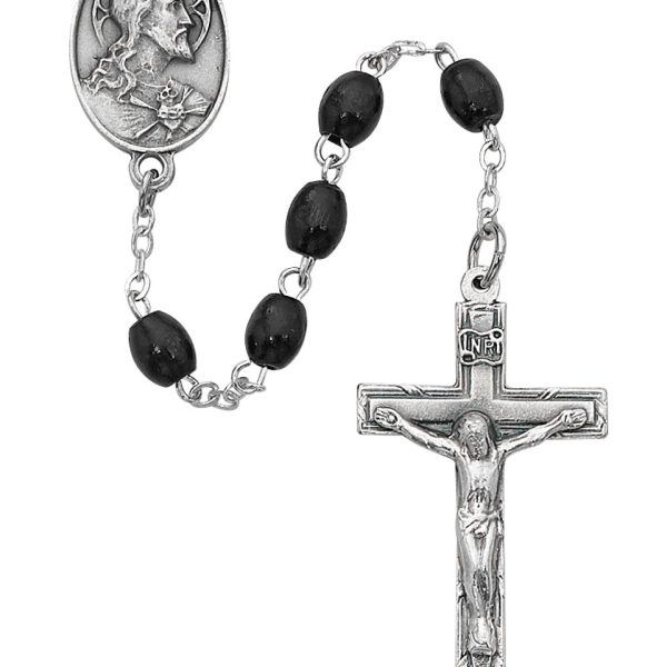 Sacred Heart of Jesus Black Wood Rosary