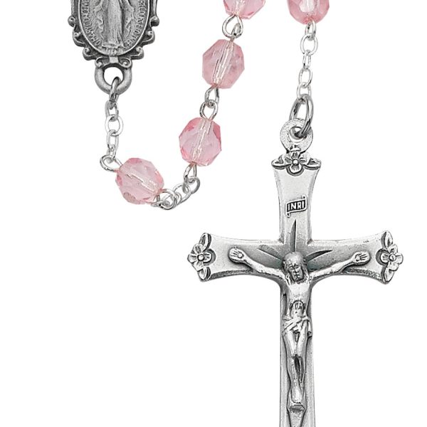Blessed Mary Pink Glass Rosary