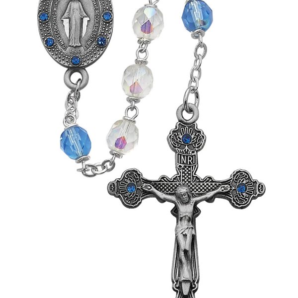 Blessed Mary Aurora Crystal and Blue Rosary