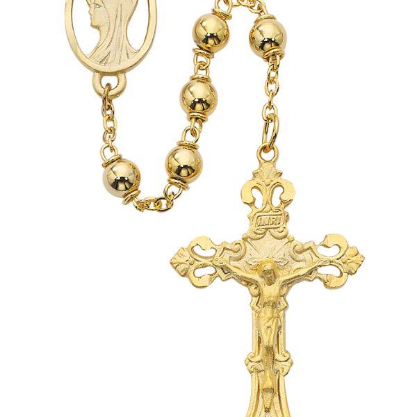 Blessed Virgin Mary Gold Plated Metal Rosary