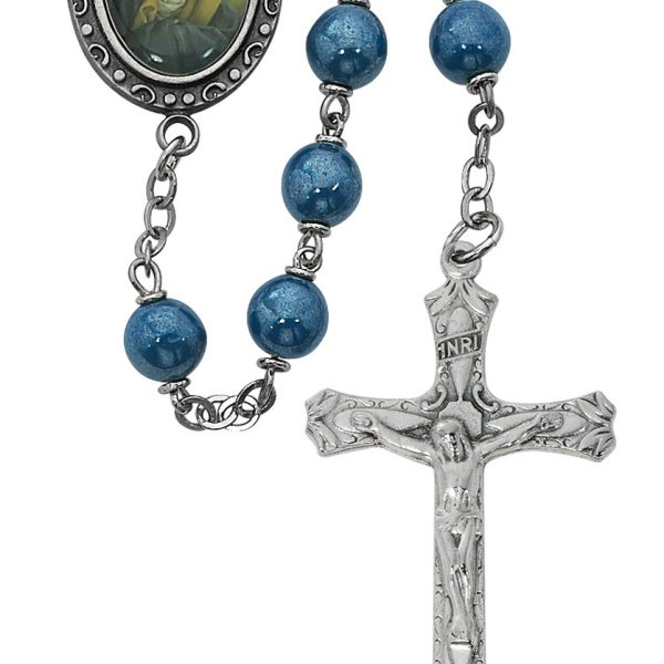 Our Lady of Sorrows Blue Glass Rosary
