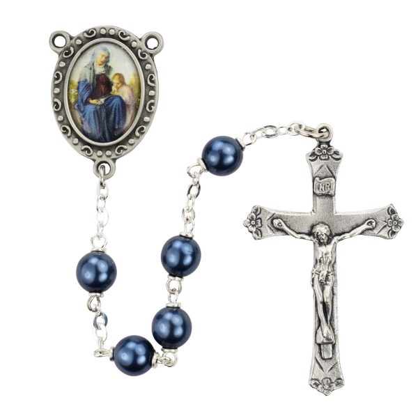 Saint Anne Blue Glass Rosary