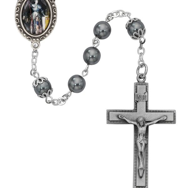 Saint Joan of Arc Hematite Rosary