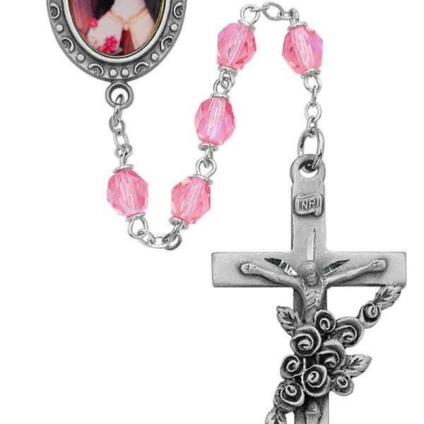 Saint Therese Rose Glass Rosary