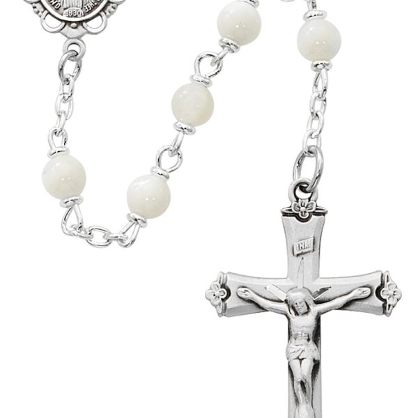 Blessed Mary Mother of Pearl and Sterling Silver Rosary