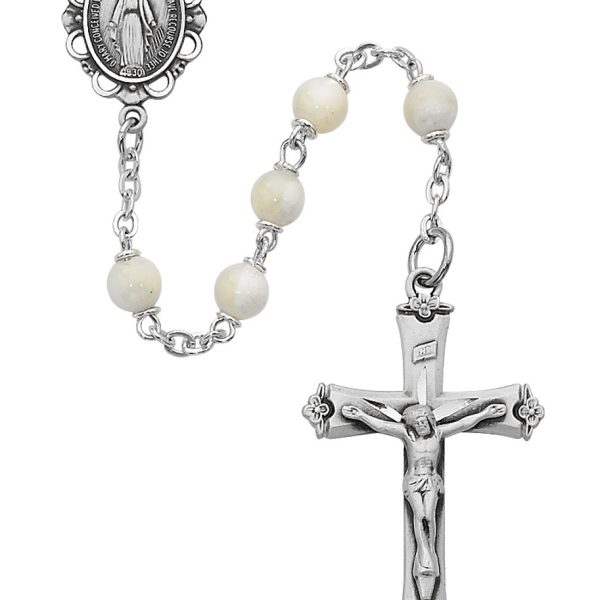 Blessed Mary Mother of Pearl and Sterling Silver Rosary