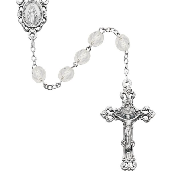 April Blessed Mary Crystal Glass Rosary